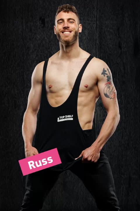 big russ topshelf entertainment topless waiters perth, male strippers perth